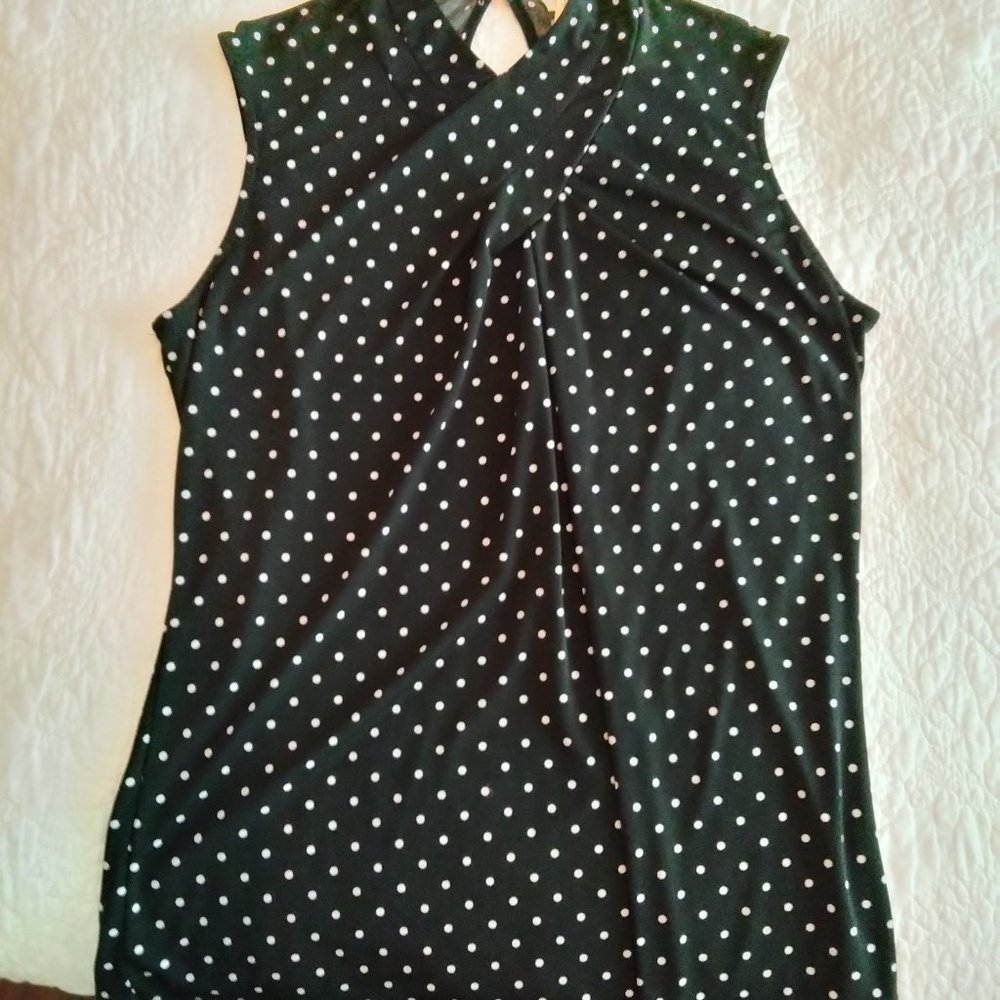 Black polka-dot top